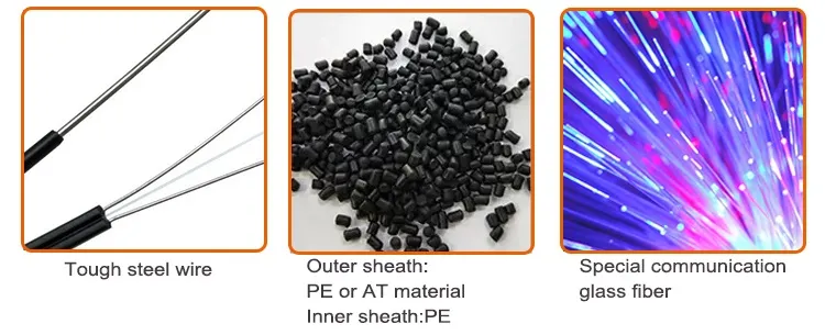 1/2/4 Cores Steel/FRP Strength Member FTTH Fiber Drop Cable with Messenger