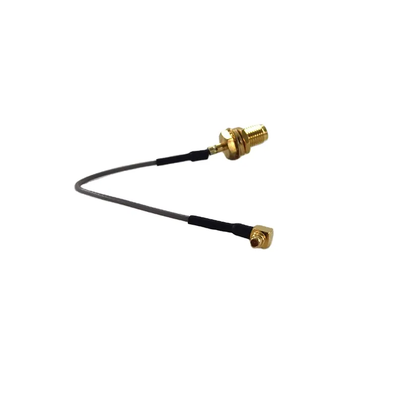 1.37mm RF Coaxial Jumper Cable Assembly with Waterproof SMA Female Bulkhead to MMCX Male Right Angle Crimp Connectors