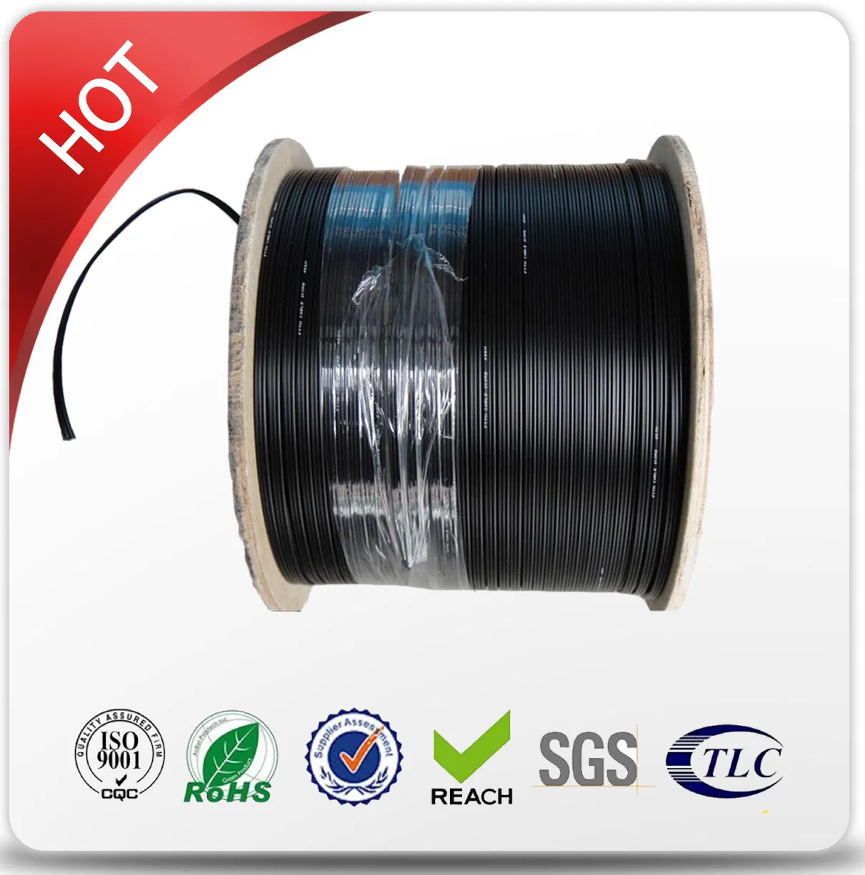 2 Core Outdoor FTTH Drop Cable with Steel Wire Strengthen