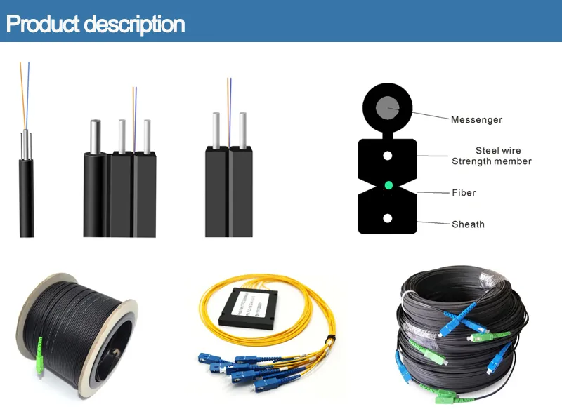2fo F657A G652D FTTH Drop Cable Outdoor Waterproof LSZH Jacket Flat Cable Fiber FTTH