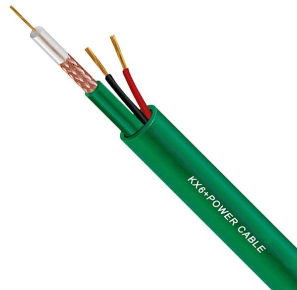 305m Rg59 Rg58 RG6 with Power CCTV Camera Rg59 2c Siamese Coaxial Communication Cable Rg59 2DC 1000FT Black White 2*0.75mm/0.5mm2 3/4/2 in One Cable