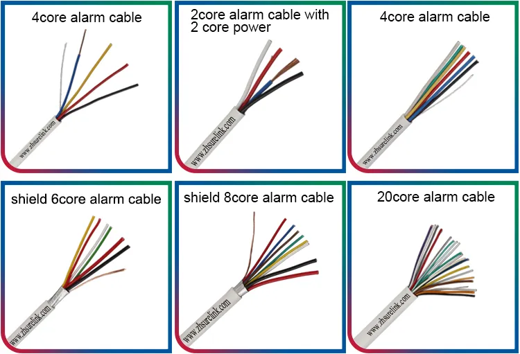4cores 6cores 8cores 10cores 20cores Multi Core Shieldeded or Unshielded Bare Copper or CCA PVC Jacket 24AWG Burglar Signal Control Cable Security Alarm Cable