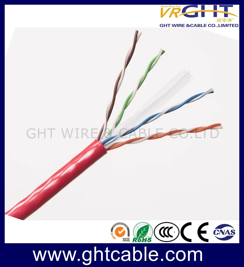 4X0.5mmcca+0.9mm PE+Cross+6.0mm Grey PVC Indoor UTP Cat6e LAN Cable/Network Cable
