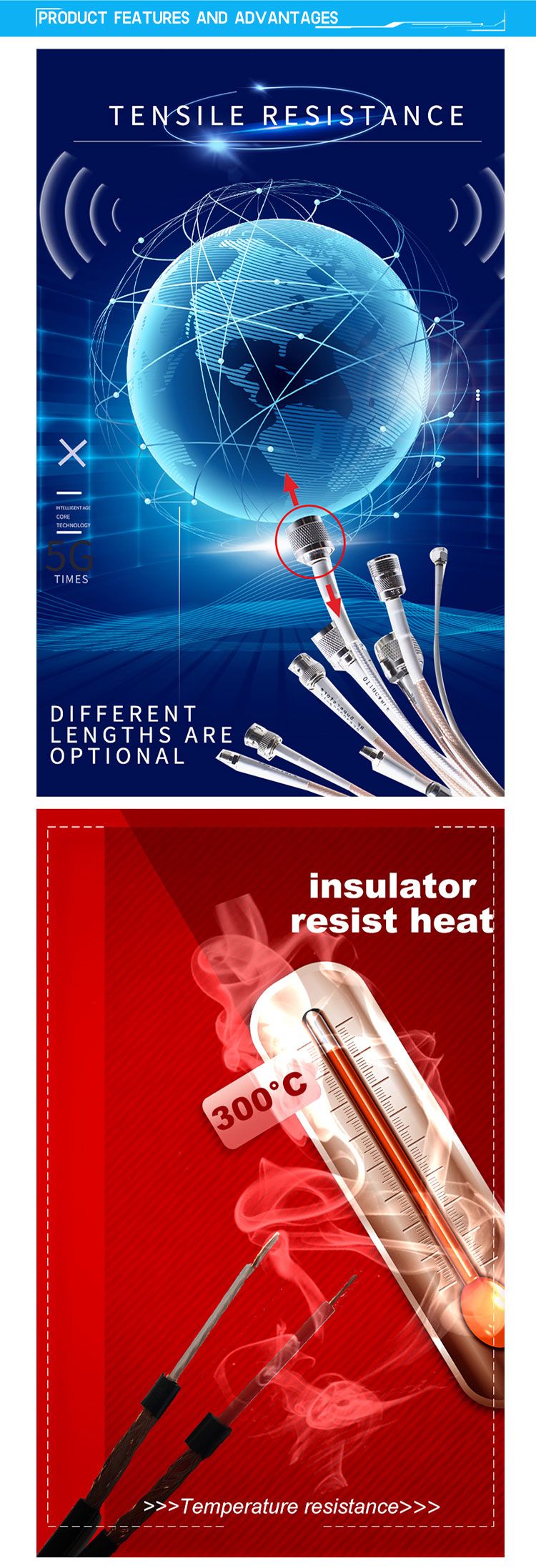 50 Ohm Low Loss 3D-FB Coax Jumper Cable with Connectors