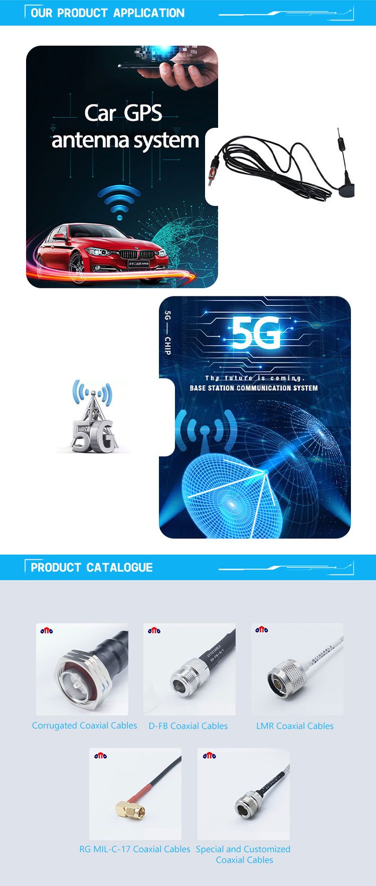 50 Ohm Low Loss 3D-FB Coax Jumper Cable with Connectors