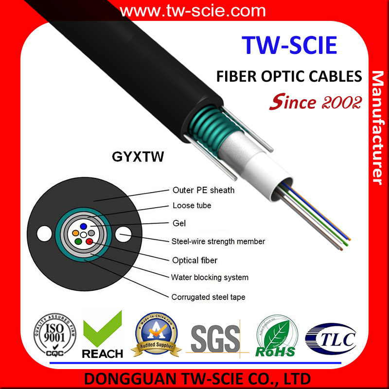 GYXTW53 Outdoor G. 652D 6 Core/12 Core/24 Core Optical Fiber Cable