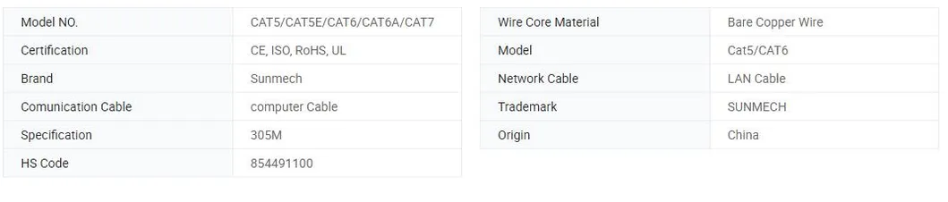 High Quality 4pair 23AWG FTP SFTP UTP CAT6 Networking Cable