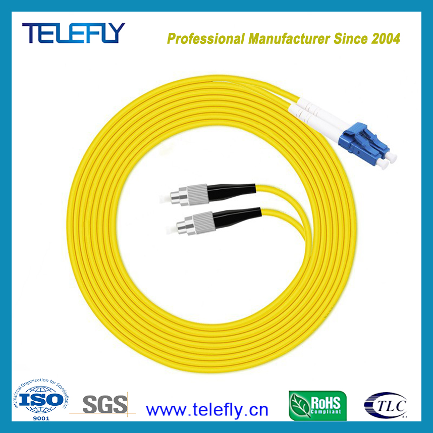 Low Insertion Loss G652D/G657A1 Singlemode Duplex LC/Upc-FC/Upc Fiber Optic Jumper Optical Fiber Patch Cord, 3.0mm/2.0mm, 3 Meters