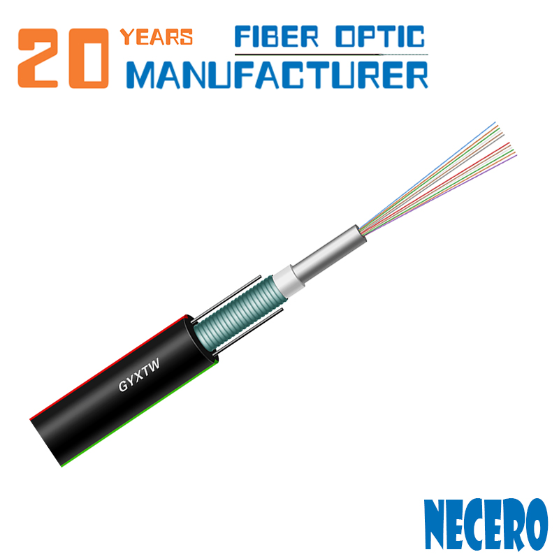 Necero 6 Core Armored Optical Fiber Cable with PE Outer Sheath and Water- Blocking Tape GYXTW Aerial Laying