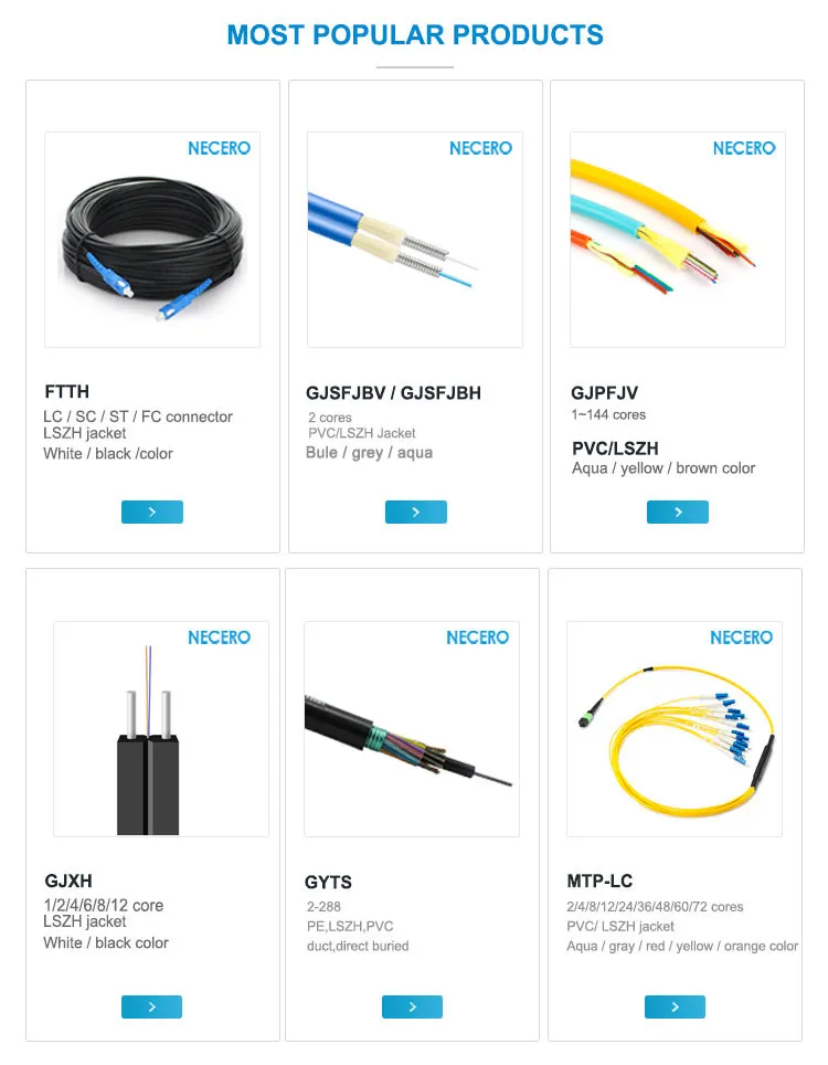 Outdoor Coaxial Single Mode Direct Burial Fiber Optic Cable 24 32 36 48 Core GYTA53 by 20 Years Factory Necero