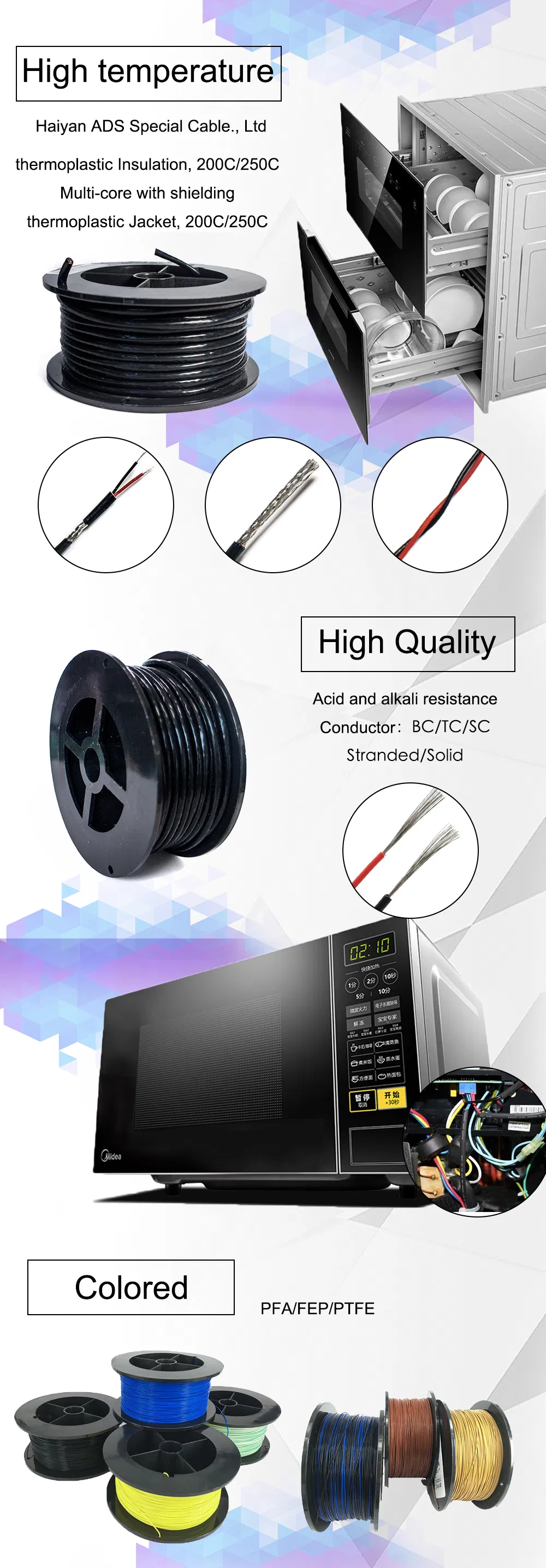 PFA Coated Heating Copper Wire 28AWG 30AWG UL10485 Electric Cable Wire