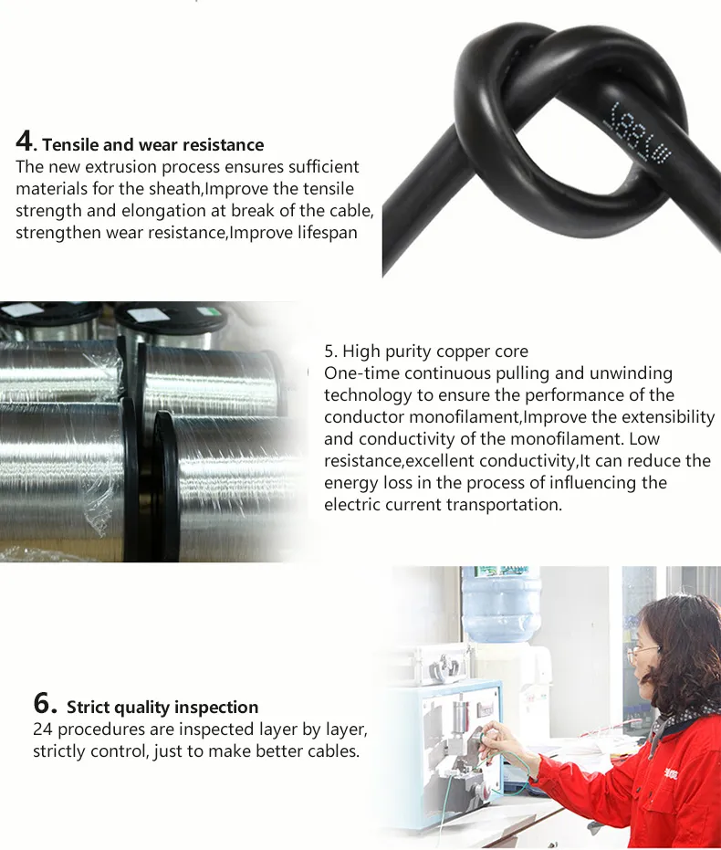 PVC Awm UL2725 5core Wire Black 4mm Data Cable Wire Aluminum USB Cable PVC Insulated Round Flexible Cable Control Electrical PVC Wire Cable