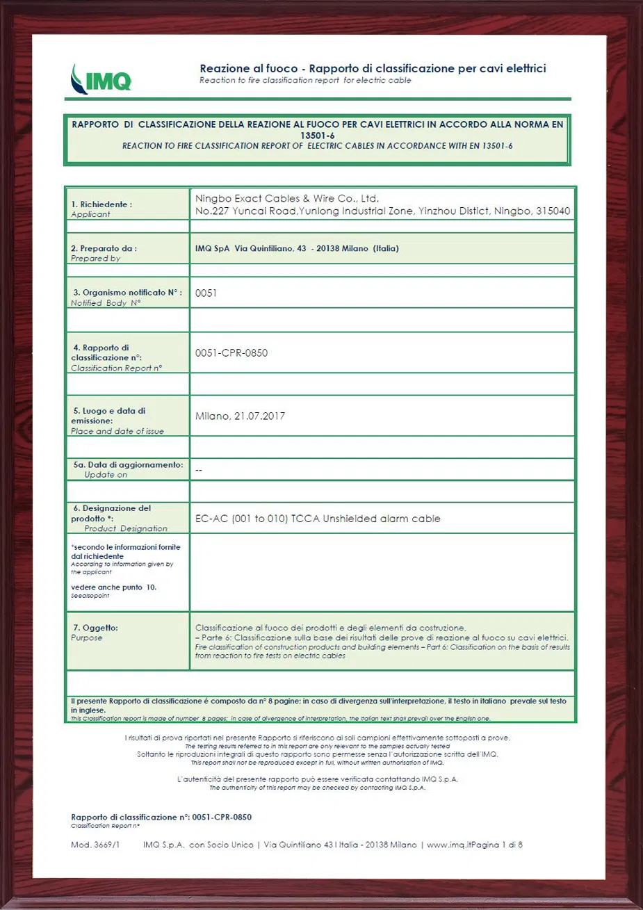 Unshielded Stranded TCCAM conductor PVC Insulation and Jacket CPR Eca 6x0.22mm2 Alarm Cable Signal Cable