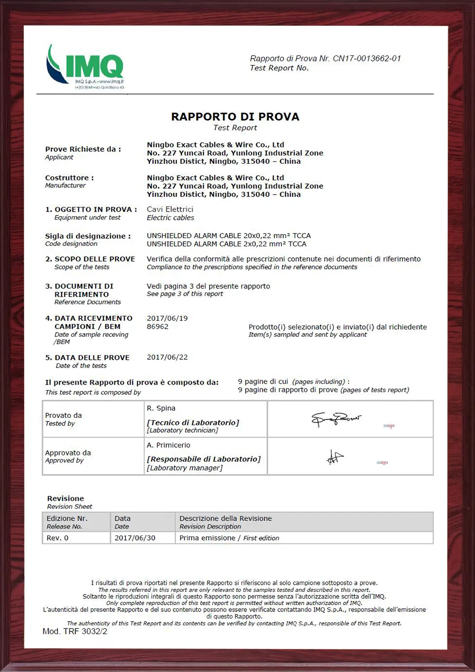 Unshielded Stranded TCCAM conductor PVC Insulation and Jacket CPR Eca 6x0.22mm2 Alarm Cable Signal Cable