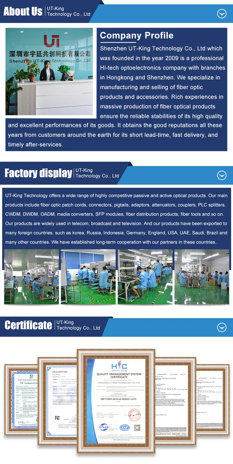 Ut-King Fiber Optic Drop Cable Gyxtc8s Outdoor Cable High Quality Outdoor Fiber Optical Cable with Anatel Certificate