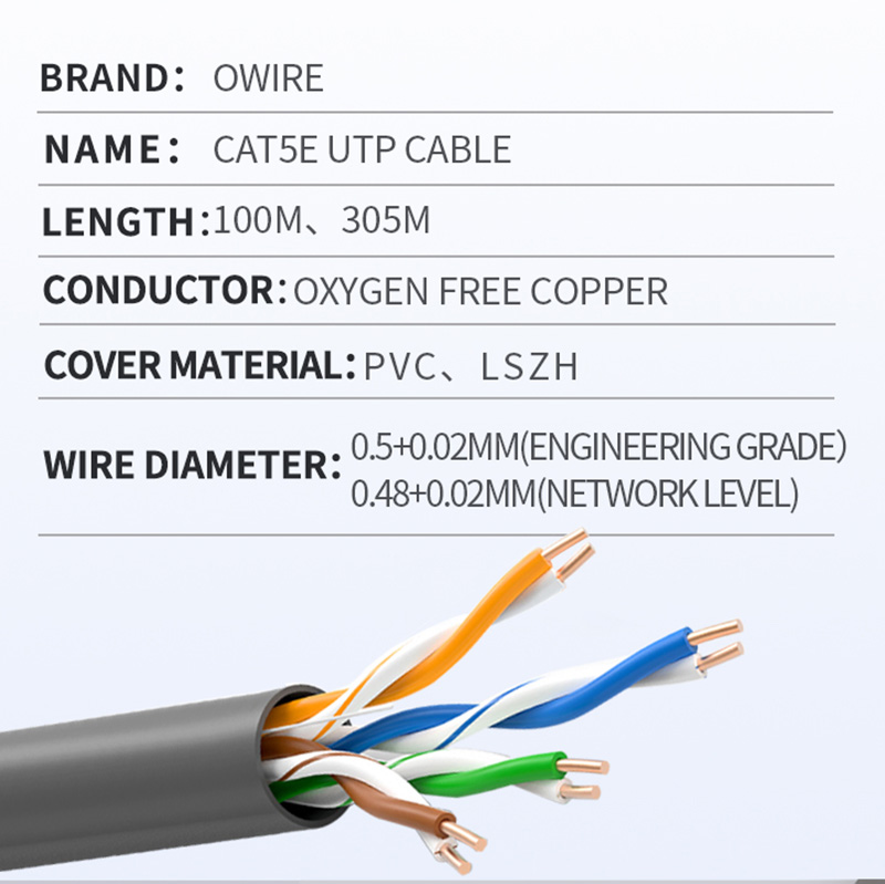 UTP Cat5e Ethernet 305m Cable for Indoor Outdoor Communication Network